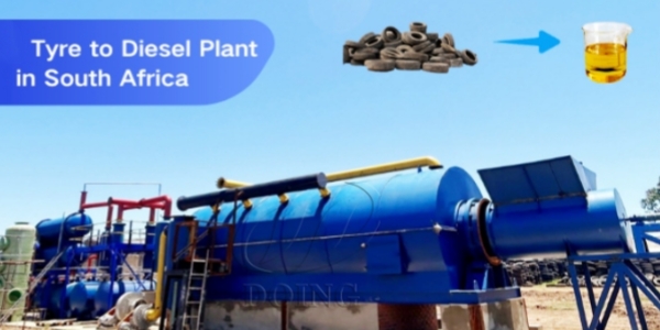 South Africa waste tire to diesel recycling machine operation site video