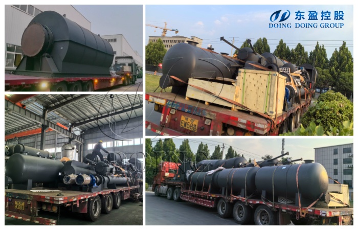 Shipping pictures of tyre to fuel oil pyrolysis machine to Ukraine