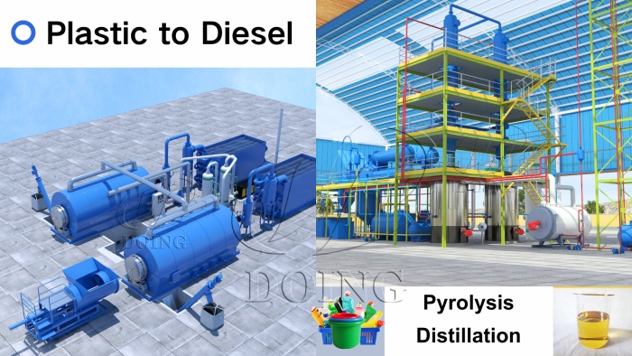 waste plastic to diesel fuel pyrolysis distillation machine